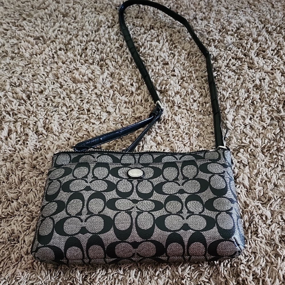Coach Signature Black and Gray Crossbody - Picture 7 of 9